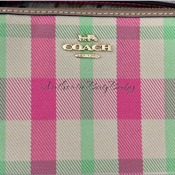Authentic Corner Zip Wristlet With Plaid Print Wallet Bag Purse - Picture 3 of 7